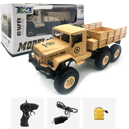 "Wireless Six-Wheel Remote Control Military Truck Off-Road Climbing Vehicle 1:16 Scale RC Crawler with 2.4G Technology, 6WD Suspension, 15Km/h Speed - Ideal Gift for Boys, Ready-to-Run (RTR) RC Car"