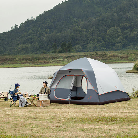 "Exquisite Quick Build Outdoor Tent for 6-8 People, Waterproof, Four Seasons, Large Space, Easy Setup – Ideal for Camping and Travel, Titanium Gray Mongolian Bag Style with 3000mm Waterproof Protection"