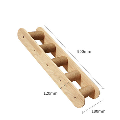 "Ultimate Cat Climbing Frame: Solid Wood Wall-Mounted Platform and Ladder for Active Cats—Stylish Pet Accessories to Enhance Vertical Play, Encourage Exercise, and Save Space in Your Home"