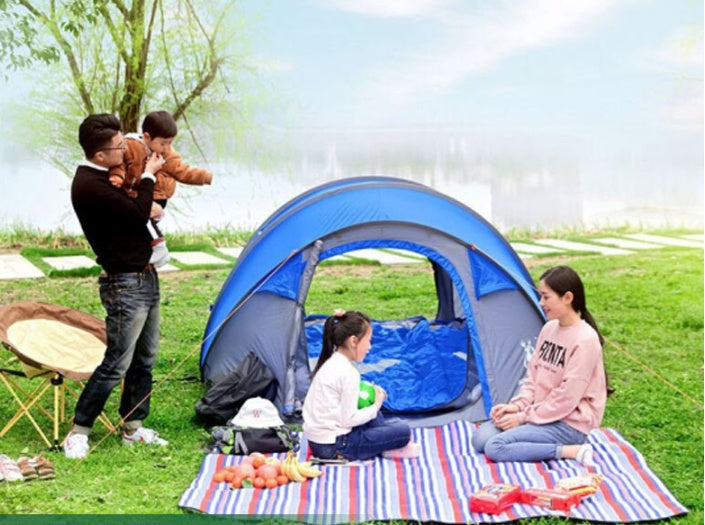 "Quick-Set Outdoor Automatic Tent for 3-4 People - Single-Layer Design with Fiberglass Frame, Waterproof & Durable, Ideal for Camping, Hiking, and Outdoor Adventures - Easy Setup and Spacious Comfort (280x200x120cm, Blue)"