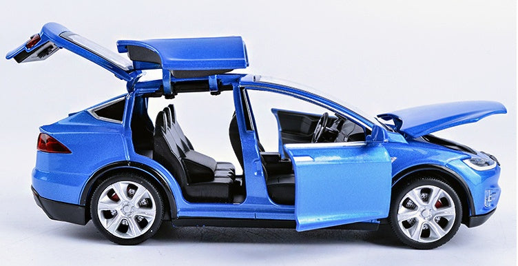 "1:32 Scale Tesla Model X90 High-Simulation Metal Pull-Back Toy Car with Acousto-Optic Features, Flashing Lights, Opening Doors, and Music - Perfect Gift for Kids and Car Enthusiasts"