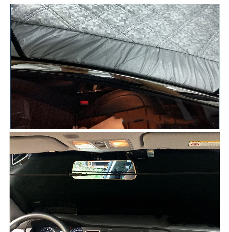 "Durable Silver Coating Windshield Visor Cover – Ultimate All-Weather Protection for Your Car! Anti-Snow, Anti-UV, Sunshade Window Shield for Outdoor Use – Keep Your Vehicle Cool and Protected Year-Round!"