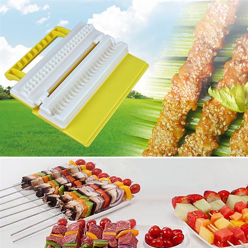 "Portable BBQ Meat String Machine & Kebab Skewer Maker Box – Multi-functional Grill Tool for Effortless Barbecue Skewers, Tofu, and Meat, Perfect Kitchen Accessory for Easy Outdoor Cooking and Grilling"