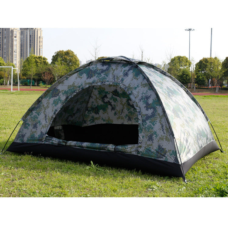 "3-4 Person Camouflage Mountaineering Tent – Single Layer, Waterproof, Windproof, and Cold Protection for Outdoor Adventures, Beach Camping, and Survival"