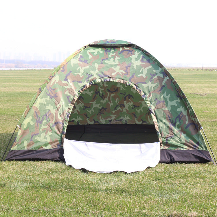 "3-4 Person Camouflage Mountaineering Tent – Single Layer, Waterproof, Windproof, and Cold Protection for Outdoor Adventures, Beach Camping, and Survival"