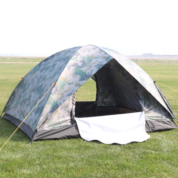 "3-4 Person Camouflage Mountaineering Tent – Single Layer, Waterproof, Windproof, and Cold Protection for Outdoor Adventures, Beach Camping, and Survival"