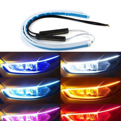 "Led DRL Car Daytime Running Lights Upgrade Your Car's Safety and Style Flexible, Waterproof, and Durable. Featuring bright white DRLs, yellow turn signals, and brake lights, these versatile auto accessories ensure enhanced visibility and modern design."