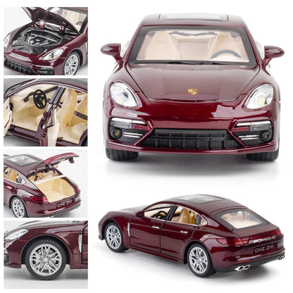 "1:24 Scale Porsche Panamera Diecast Alloy Pull Back Car with Sound & Light - Six-Door Collectible Toy for Children, Perfect Gift in Stylish Box"