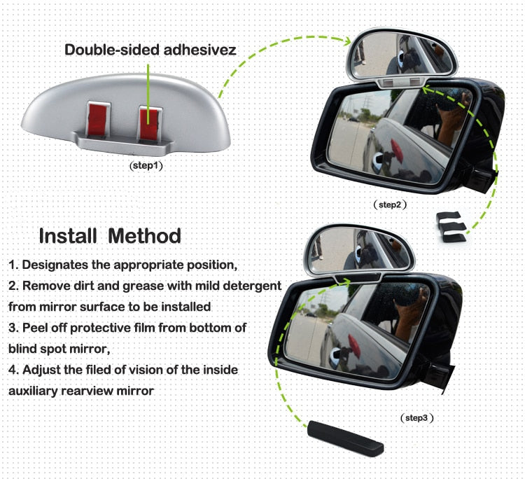 "Universal Adjustable Blind Spot Mirrors: Enhance Your Driving Safety with High Definition Glass and Wide Angle Design for Optimal Side Visibility, Perfect for Auxiliary Parking and Reducing Dangerous Blind Spots"