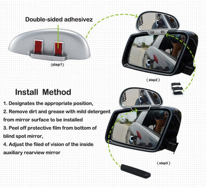 "Universal Adjustable Blind Spot Mirrors: Enhance Your Driving Safety with High Definition Glass and Wide Angle Design for Optimal Side Visibility, Perfect for Auxiliary Parking and Reducing Dangerous Blind Spots"