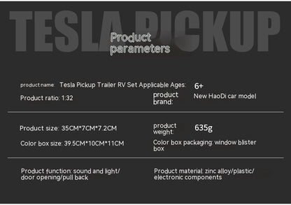 "Tesla CyberTracker-Inspired Simulation 1 to 32 Tesla Pickup Trailer Alloy Car Model Toy – Detailed Replica with Realistic Design, Perfect for Collectors and Enthusiasts of Futuristic Automotive Models"