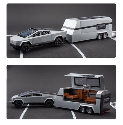 "Tesla CyberTracker-Inspired Simulation 1 to 32 Tesla Pickup Trailer Alloy Car Model Toy – Detailed Replica with Realistic Design, Perfect for Collectors and Enthusiasts of Futuristic Automotive Models"