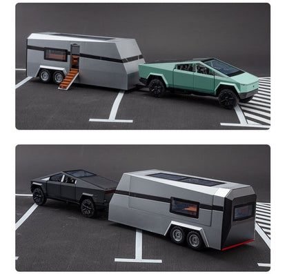 "Tesla CyberTracker-Inspired Simulation 1 to 32 Tesla Pickup Trailer Alloy Car Model Toy – Detailed Replica with Realistic Design, Perfect for Collectors and Enthusiasts of Futuristic Automotive Models"