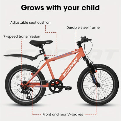 "20-inch bike offers a perfect combination of durability, safety, and style, designed for young riders looking to explore and enjoy the outdoors with confidence and comfort"