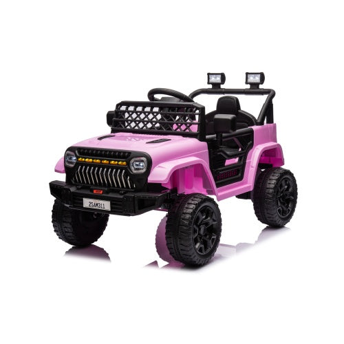 "12V Ride-On Truck for Kids with Remote Control, 3 Speeds, Bluetooth Music, LED Lights, Spring Suspension, and Electric Powered Wheels – Perfect for Outdoor Adventure and Fun Playtime"