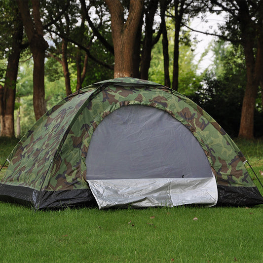 "Double Camouflage Outdoor Camping Tent – Waterproof, Single Layer, 150x200x110cm, Fiberglass Struts, for 2 People, Picnic, Mountaineering, Fishing, Survival, Windbreak, Digital Camouflage"