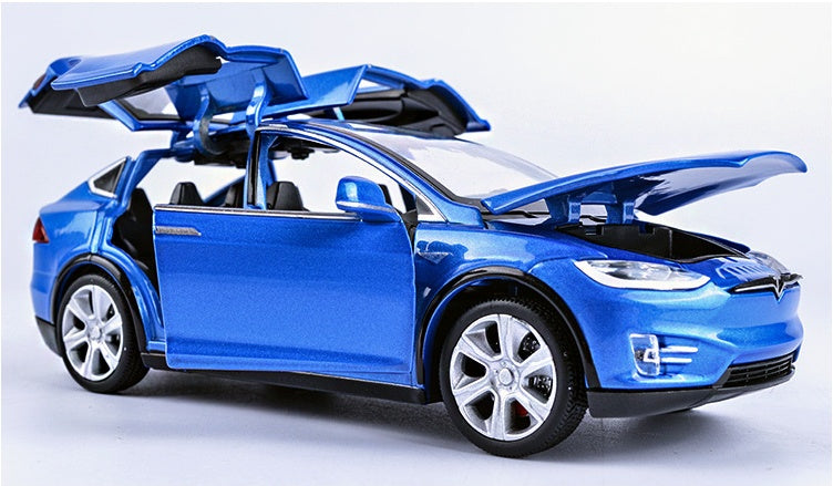 "1:32 Scale Tesla Model X90 High-Simulation Metal Pull-Back Toy Car with Acousto-Optic Features, Flashing Lights, Opening Doors, and Music - Perfect Gift for Kids and Car Enthusiasts"