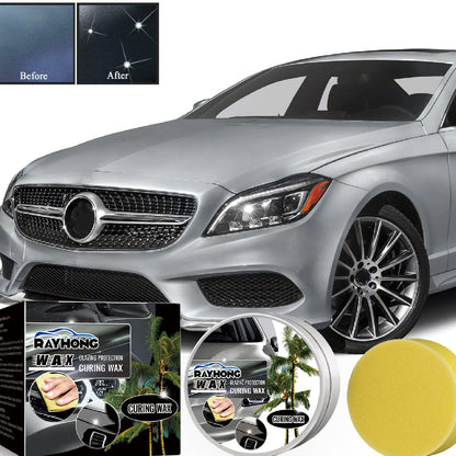 "Car Coating Wax for Paint Renovation & Dustproof Protection - 100g Palm Wax & Polysilazane Formula with Sponge for Cleaning, Restoring, and Shielding Car Paint"