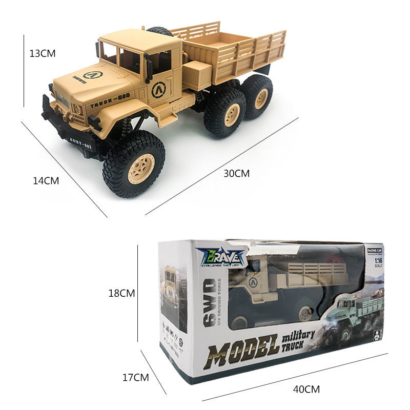 "Wireless Six-Wheel Remote Control Military Truck Off-Road Climbing Vehicle 1:16 Scale RC Crawler with 2.4G Technology, 6WD Suspension, 15Km/h Speed - Ideal Gift for Boys, Ready-to-Run (RTR) RC Car"