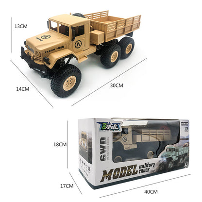 "Wireless Six-Wheel Remote Control Military Truck Off-Road Climbing Vehicle 1:16 Scale RC Crawler with 2.4G Technology, 6WD Suspension, 15Km/h Speed - Ideal Gift for Boys, Ready-to-Run (RTR) RC Car"