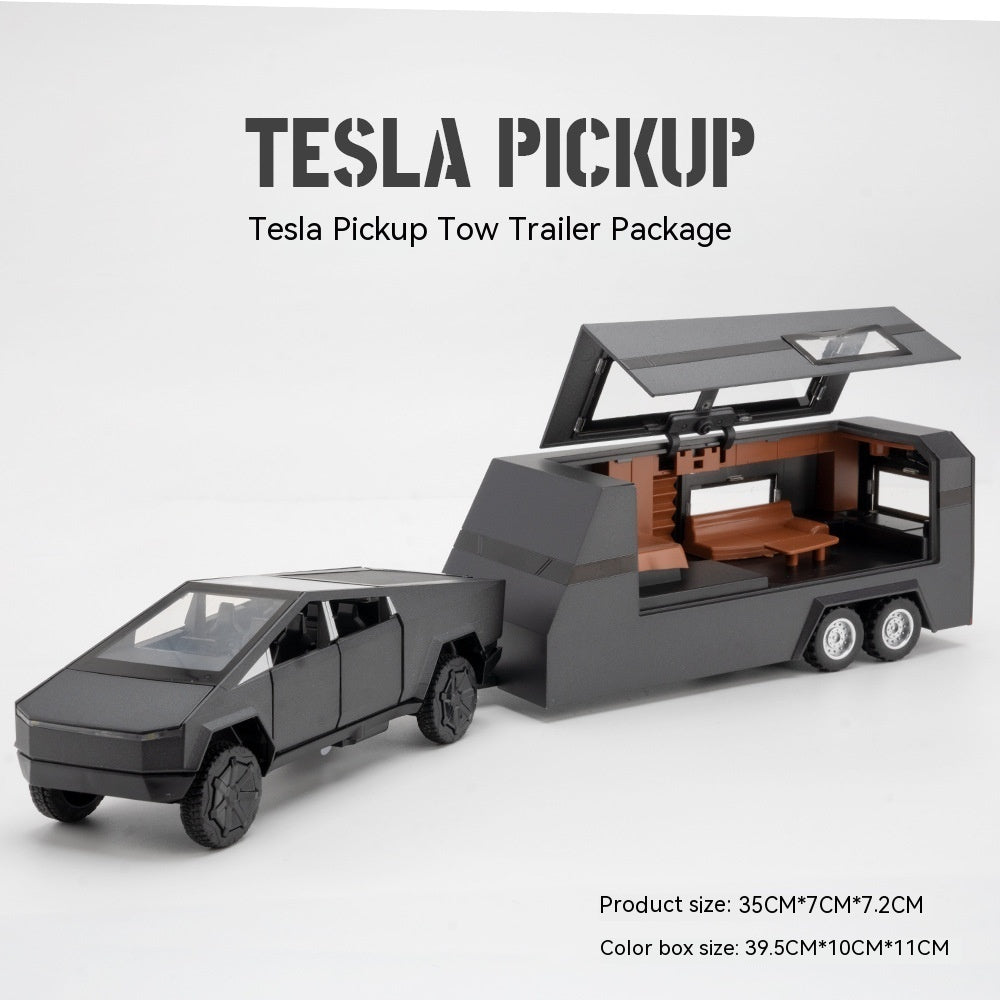 "Tesla CyberTracker-Inspired Simulation 1 to 32 Tesla Pickup Trailer Alloy Car Model Toy – Detailed Replica with Realistic Design, Perfect for Collectors and Enthusiasts of Futuristic Automotive Models"