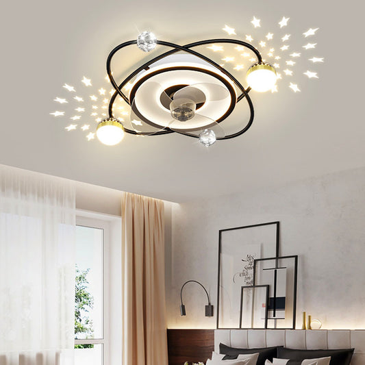 "Stylish Nordic Bedroom Decor: Versatile LED Ceiling Fan Light Lamp for Dining Rooms and Restaurants, Featuring Remote Control for Easy Operation and Perfectly Blending Functionality with Modern Aesthetic in Every Space."