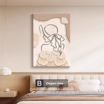 "Elegant Decorative Painting: Cream Style Abstract Line Character Mural on 40x60 cm Cloth Surface, 9mm Thick, No Stroke Design – Perfect Frameless Spray Paint for Unique Home Décor and Hanging Artwork