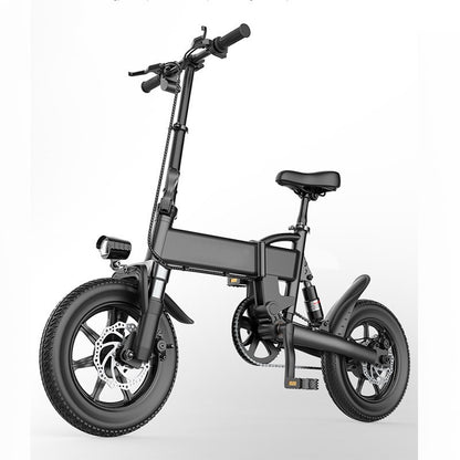 "14-Inch Folding Electric Bicycle for Adults – High Power Lithium Battery, Dual Disc Brake System, Mini Compact Design for Men and Women, Portable, Efficient, and Ideal for City Commutes and Outdoor Adventures"