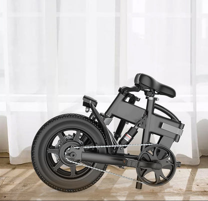 "14-Inch Folding Electric Bicycle for Adults – High Power Lithium Battery, Dual Disc Brake System, Mini Compact Design for Men and Women, Portable, Efficient, and Ideal for City Commutes and Outdoor Adventures"