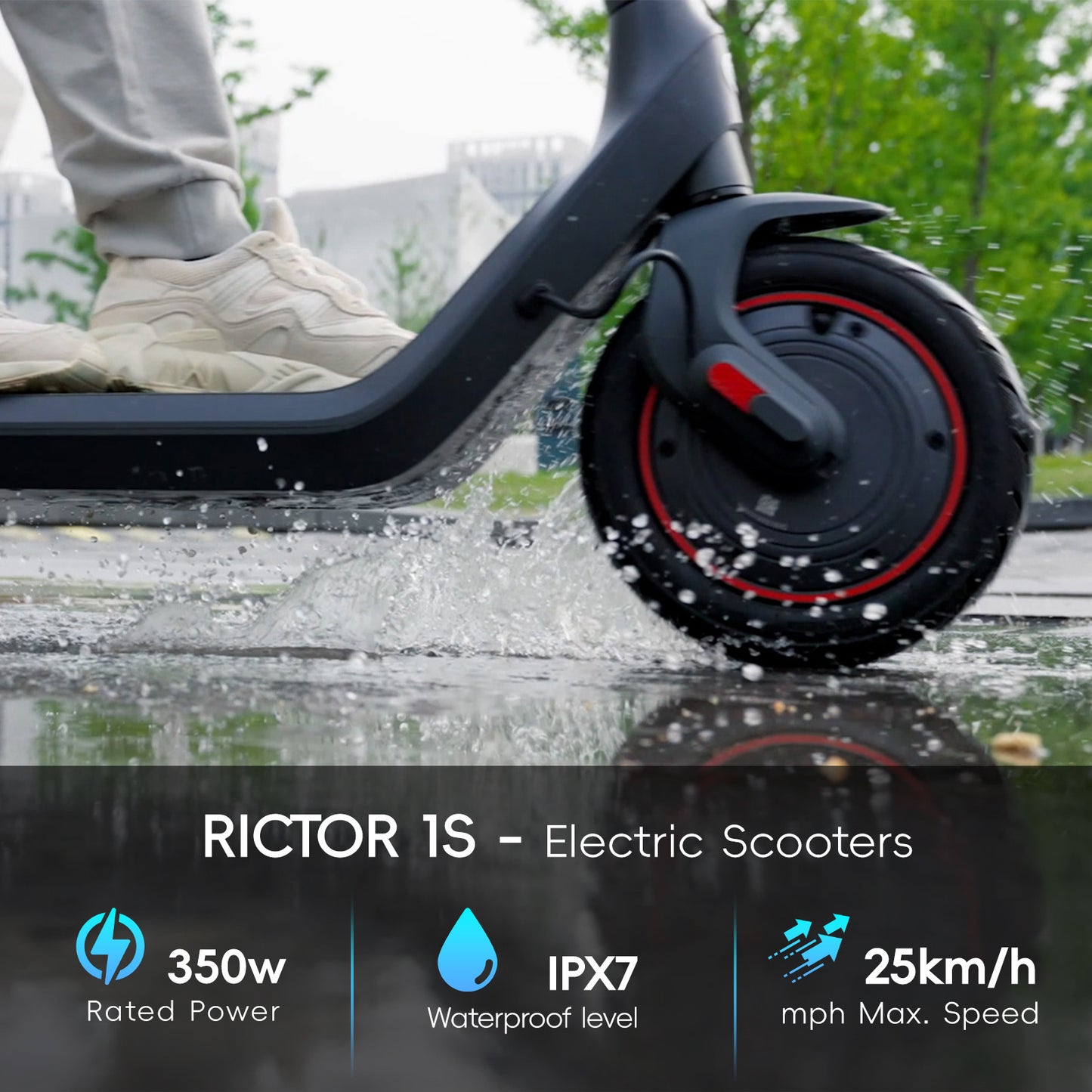 "Rictor Electric Scooter 1S – Durable Plastic Construction, Includes Battery and Electronic Features, Compact and Portable Design with Package Size 400300100mm – Ideal for Efficient and Convenient Personal Transportation"