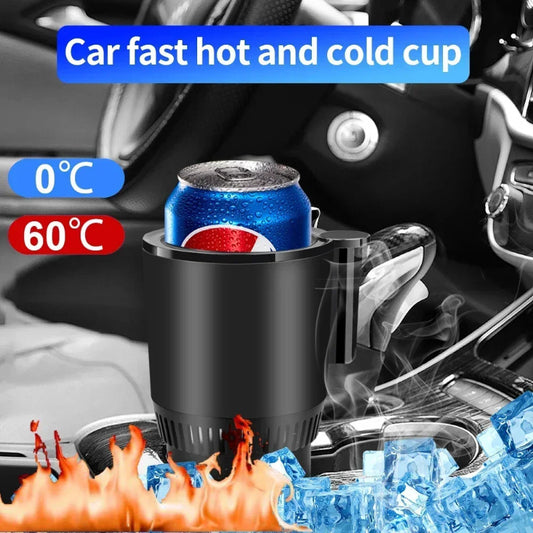 "2-in-1 Car Heating & Cooling Cup Holder – 12V Smart Car Cup Warmer & Cooler with Digital Temperature Display, Mini Car Refrigerator for Drinks, Ideal for Hot & Cold Beverage Storage"