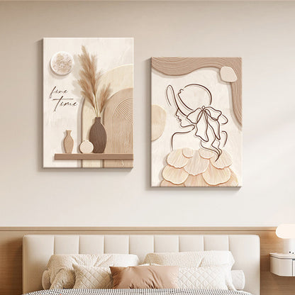 "Elegant Decorative Painting: Cream Style Abstract Line Character Mural on 40x60 cm Cloth Surface, 9mm Thick, No Stroke Design – Perfect Frameless Spray Paint for Unique Home Décor and Hanging Artwork