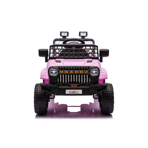 "12V Ride-On Truck for Kids with Remote Control, 3 Speeds, Bluetooth Music, LED Lights, Spring Suspension, and Electric Powered Wheels – Perfect for Outdoor Adventure and Fun Playtime"