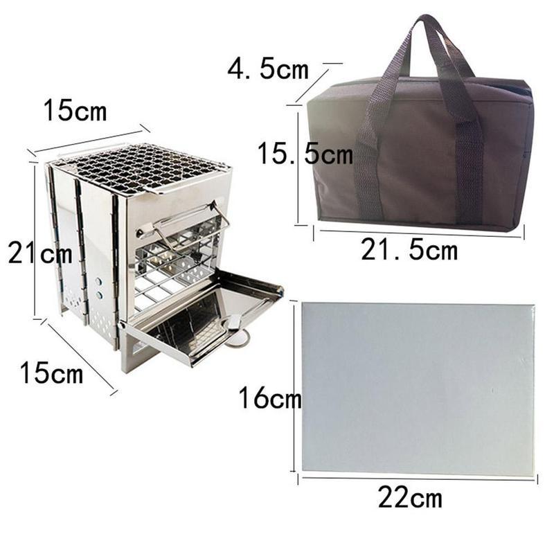 "Portable Mini Outdoor Firewood Stove for Camping, Cooking, and Picnics – Foldable Square Steel Grill for Travel, Charcoal Use, Compact Design for Easy Storage, Lightweight and Durable Outdoor Cooking Solution"