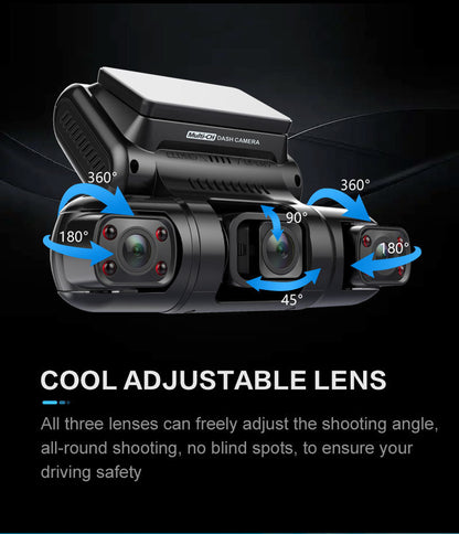 "360° 4-Channel Dash Cam | Front, Rear, Inside, Left & Right | GPS, WIFI, HD Night Vision, Ultra Wide-Angle, Full Car Coverage, 24/7 Parking Mode, No Blind Spots"