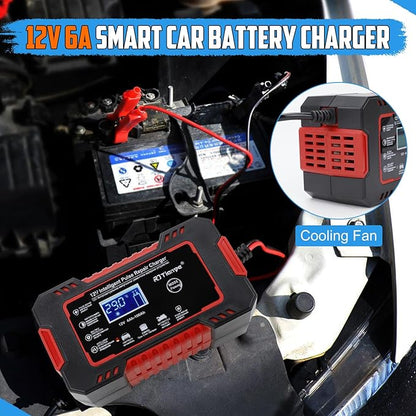 "Smart Battery Charger 12V for Lead Acid Batteries (4Ah-100Ah) – Compact 213x110x64mm, Ideal for Cars, Motorcycles, and More"