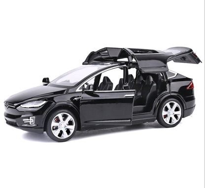 "1:32 Scale Tesla Model X90 High-Simulation Metal Pull-Back Toy Car with Acousto-Optic Features, Flashing Lights, Opening Doors, and Music - Perfect Gift for Kids and Car Enthusiasts"