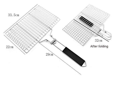 "Stainless Steel Folding Barbecue Grill – Portable, Removable Wire Design, Compact and Durable for Outdoor Cooking, Easy Storage, Perfect for Backyard BBQs, Camping, and On-the-Go Grilling Fun"