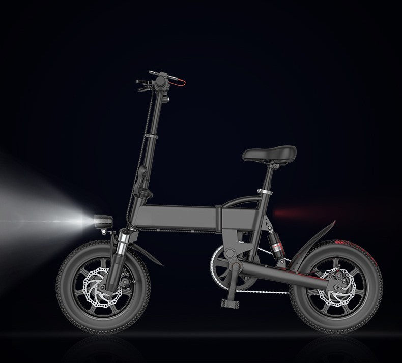 "14-Inch Folding Electric Bicycle for Adults – High Power Lithium Battery, Dual Disc Brake System, Mini Compact Design for Men and Women, Portable, Efficient, and Ideal for City Commutes and Outdoor Adventures"