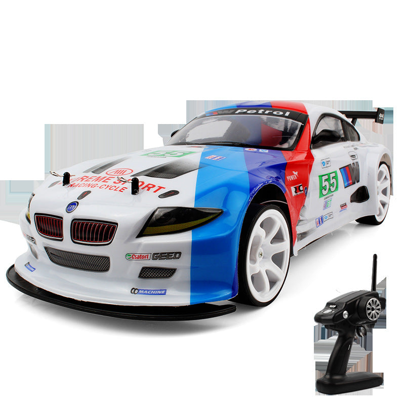 "High-Speed 1/10 All-Wheel-Drive RC Racing Car – 70 km/h, Off-Road 4WD Drift, Double Battery, One-Click Acceleration – Ultimate Remote-Control Toy for Boys"