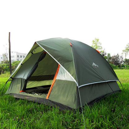 "Waterproof 3-4 Person Double Layer Camping Tent – Rainproof Outdoor Shelter for Fishing, Hunting, Travel, and Family Adventures – Green/Blue"