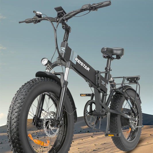 "20-Inch-Wide Folding Mountain Electric Bicycle with Fat Tires, 1000W Motor, Double Oil Disc Brakes, Airbag Shock Absorption, 48V Power, 60KM Range, and 200KG Load Capacity - Foreign Trade Version"