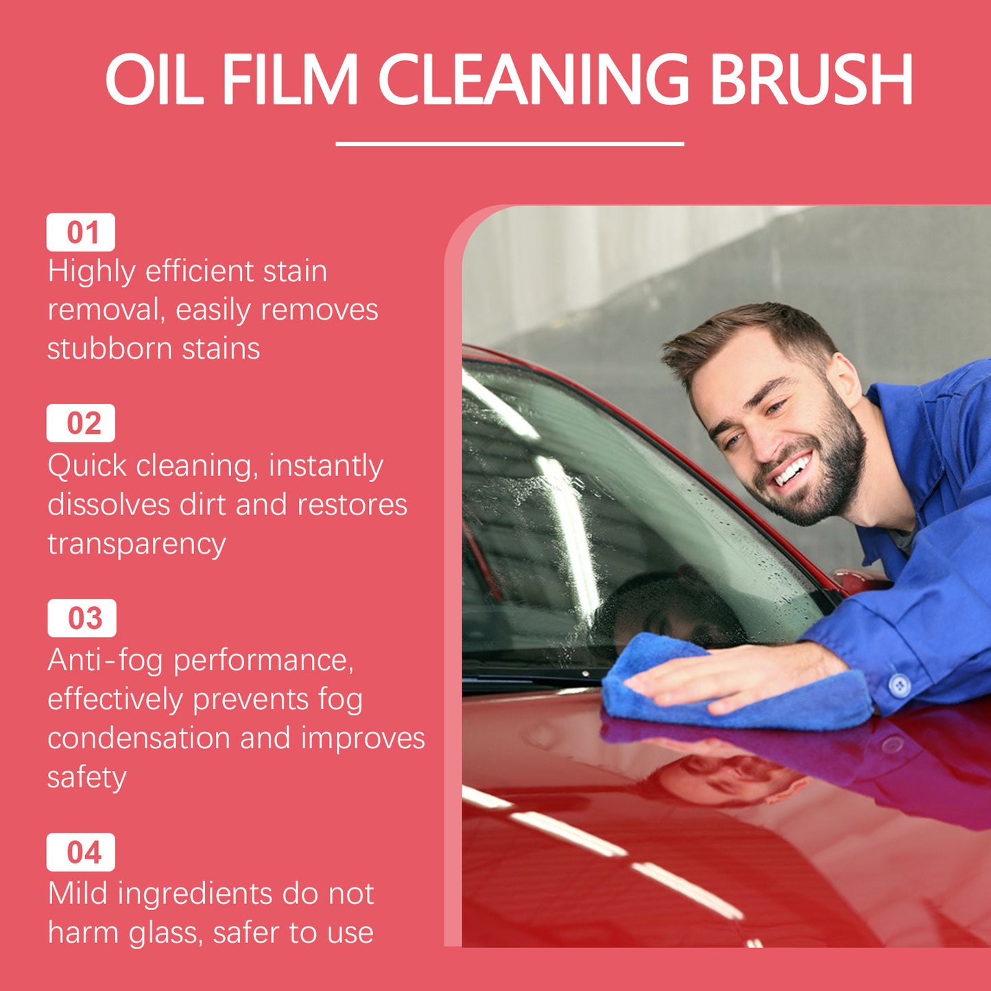 "All-in-One Automotive Oil Film Cleaning Brush & Windshield Cleaner Tool – Effortless Car Glass Oil Film Remover with Reusable Foam Sprayer for Clear, Spotless Windshields and Vehicle Windows"