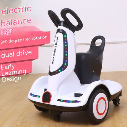 "Children's Electric Transfer Car with Remote Control - Sit-in Dual-Drive Balance Motorcycle, Drifting, Rotating Four-Wheeler with Charging Feature - Perfect Remote-Controlled Ride for Kids"