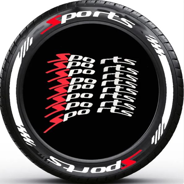 "8-Piece 3D Tire Letter Sticker Set for Sports Cars: Customizable Decals for Automobile & Motorcycle Wheels – Acetone-Free DIY Decoration for Tire Styling & Modification"