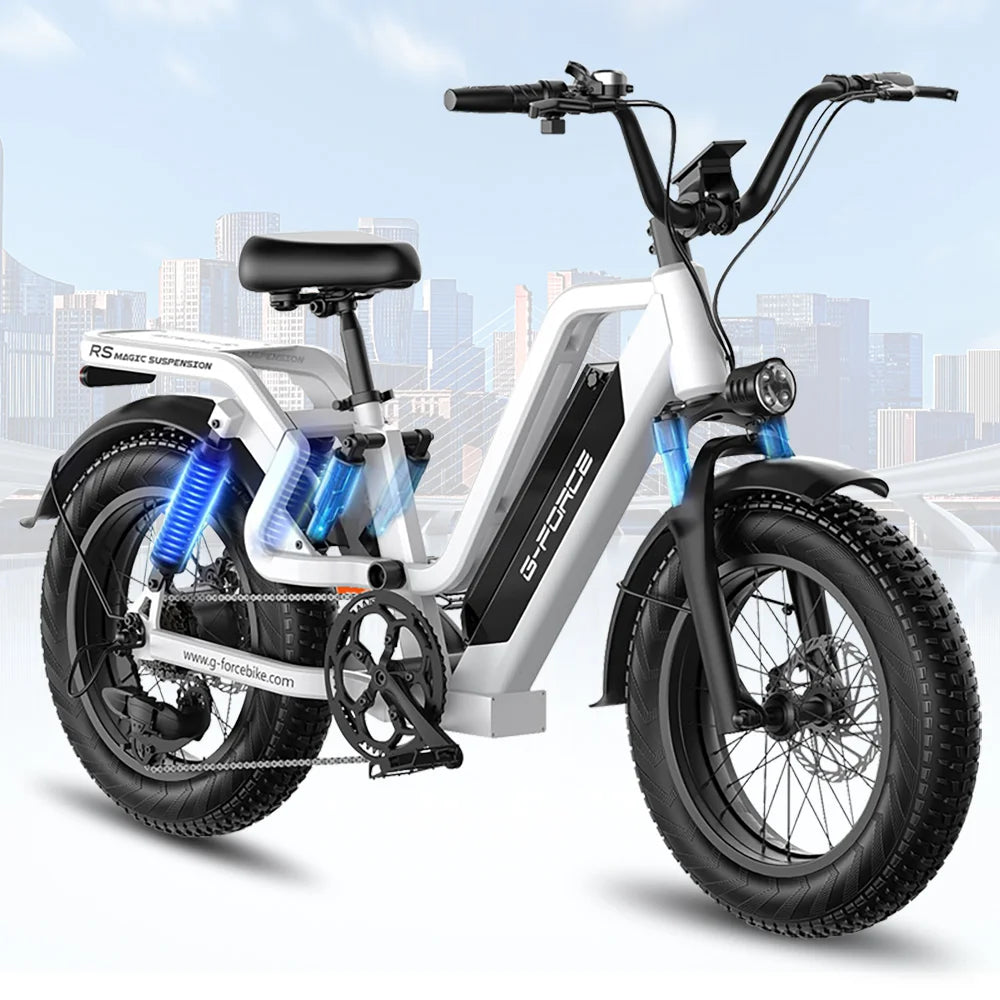 "G-FORCE 1300W Adult City Commuting Road Electric Bicycle with 48V 15AH Battery, 60-Mile Range, 4.0 Fat Tires, and Powerful Mountain Ebike Performance for Ultimate Urban and Off-Road Adventures"