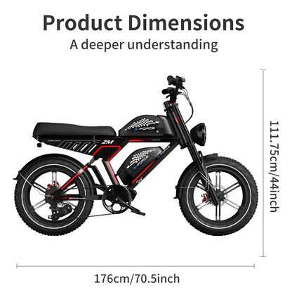 "G-Force 48V 20+20AH Electric Motorcycle for Adults - High-Speed 28MPH Mountain & City E-bike with 20'' Fat Tires, Powerful Motor, and Durable Design for Thrilling Off-Road and Urban Adventures"