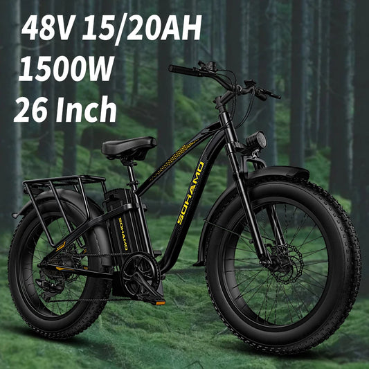 "E-bike Peak 1500W 48V 20AH Fat Tire Folding Electric Bicycle – Powerful City Commuter & Mountain E-bike with 28MPH Max Speed, 60+km Range, Lithium Battery, 26” Wheels for Adults"