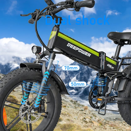 "Deepower ZPW H20Pro Electric Bicycle for Adults – 48V 25AH, 2000W Brushless Motor, 20-inch Fat Tires, Folding Mountain and Snow eBike for Off-Road Adventures, Powerful Performance, and Ultimate Mobility"