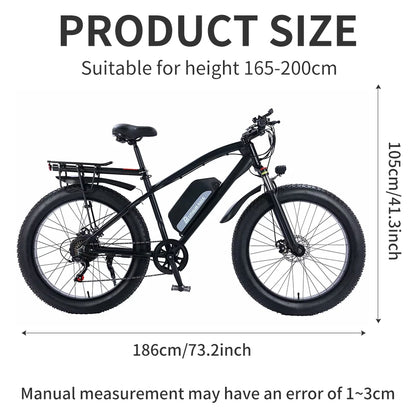 "Mountain Urban E-bike 750W Electric Bike for Adults - 48V 17.8AH Power, 26 Inch Fat Tires, Road and Commuter Ready, High-Performance E-Bike for Off-Road Adventures and Daily Travel"